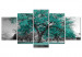 Canvas Print Autumn in the Park (5 Parts) Wide Turquoise 122769