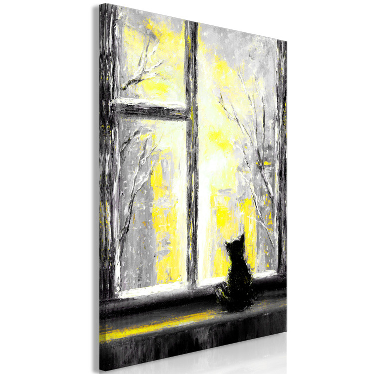 Canvas Art Print Longing Kitty (1 Part) Vertical Yellow 123069 additionalImage 2