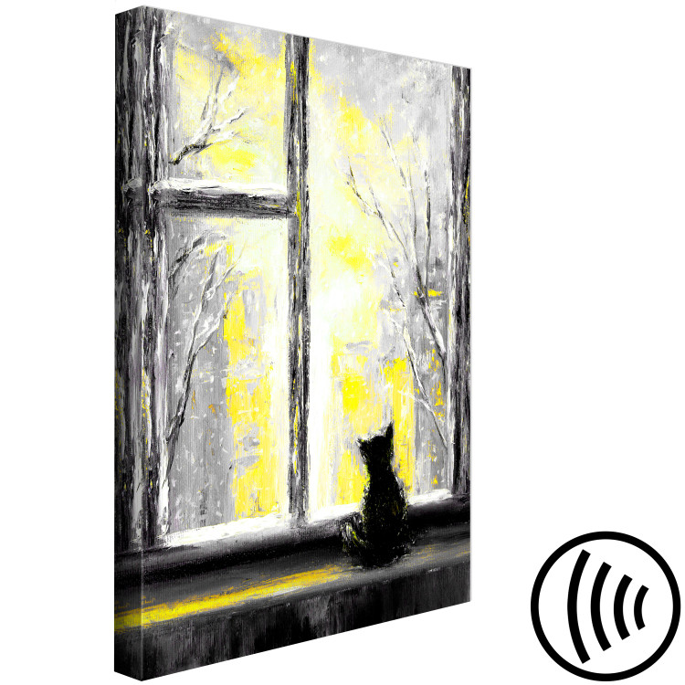 Canvas Art Print Longing Kitty (1 Part) Vertical Yellow 123069 additionalImage 6