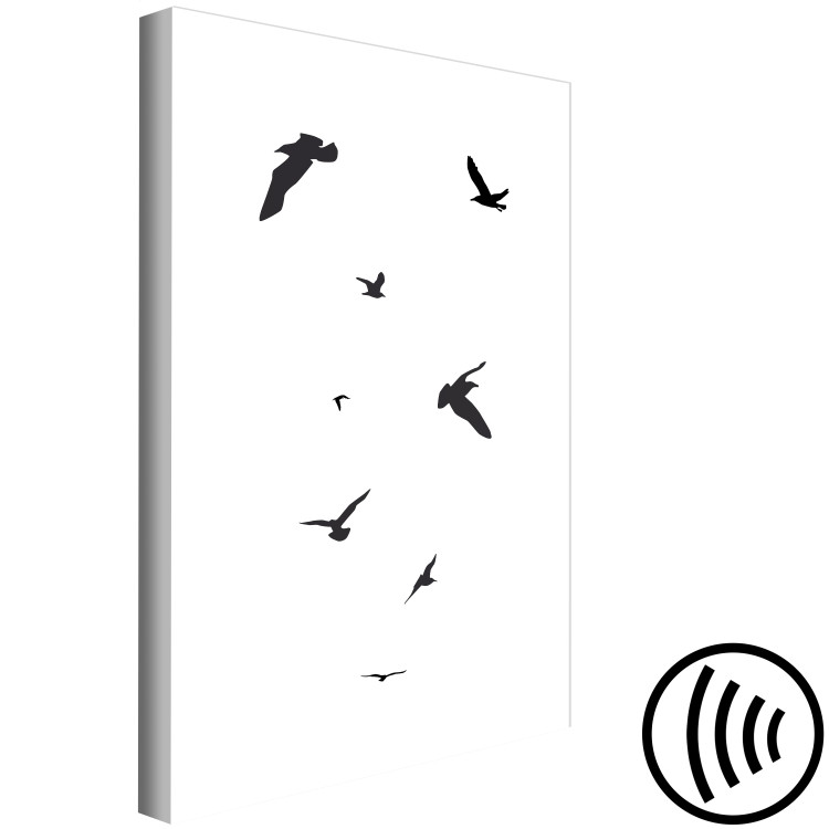 Canvas Print Black birds flight - minimalistic, black theme on a white background 123569 additionalImage 6