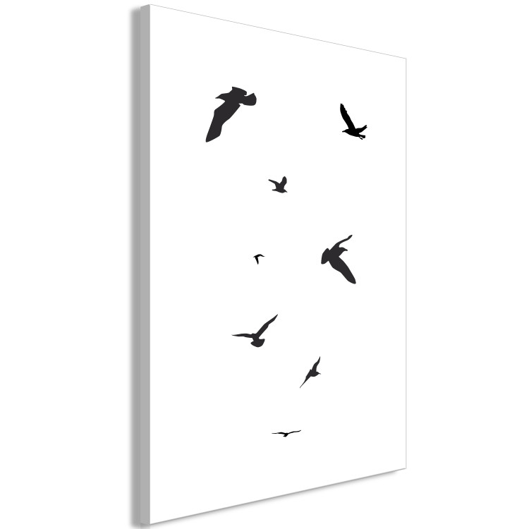 Canvas Print Black birds flight - minimalistic, black theme on a white background 123569 additionalImage 2