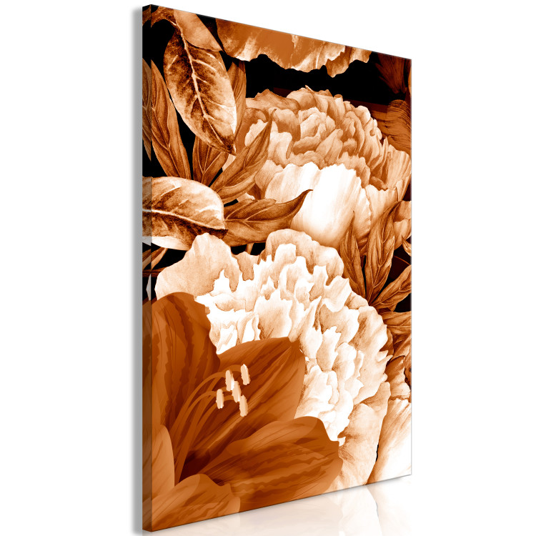 Canvas Art Print Bouquet of lilies and peonies in sepia - photo with flowers in sepia 123869 additionalImage 2