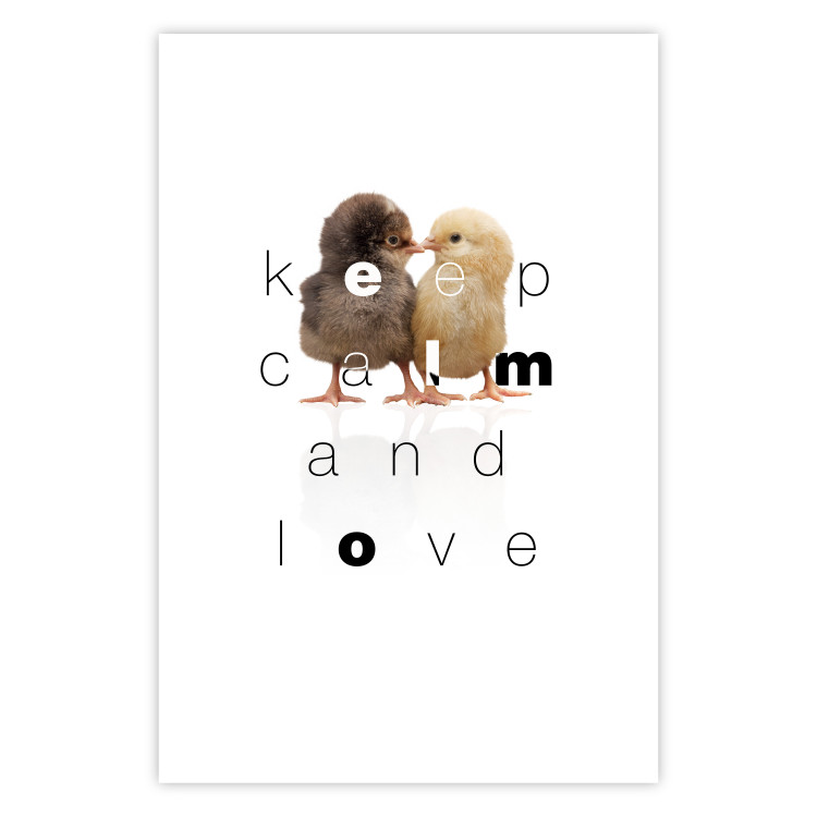 Wall Poster Keep Calm and Love - romantic chicken couple with English text 125269 additionalImage 19