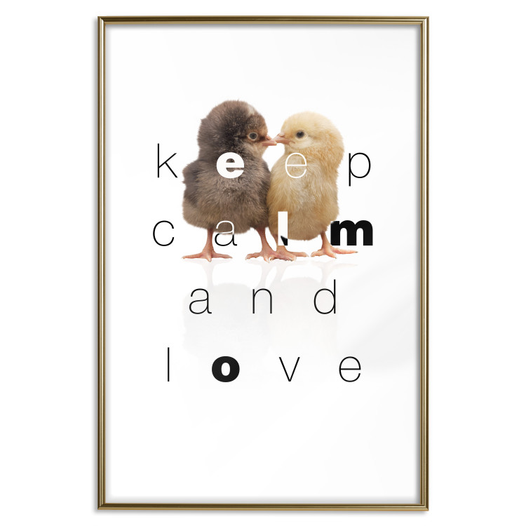 Wall Poster Keep Calm and Love - romantic chicken couple with English text 125269 additionalImage 16