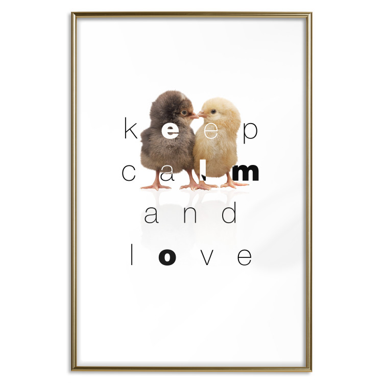 Wall Poster Keep Calm and Love - romantic chicken couple with English text 125269 additionalImage 14