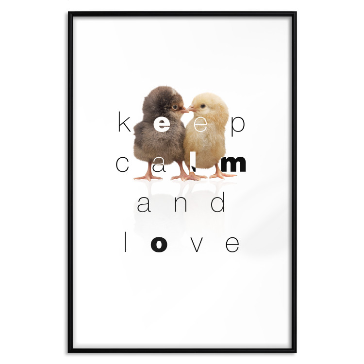 Wall Poster Keep Calm and Love - romantic chicken couple with English text 125269 additionalImage 15