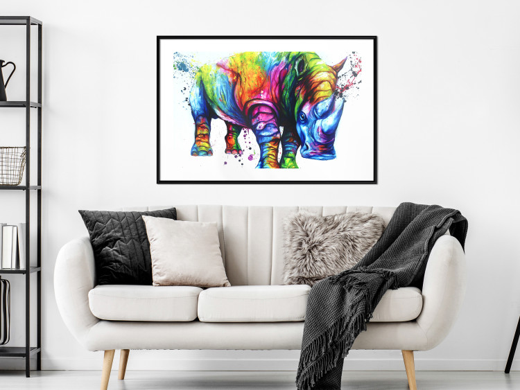 Wall Poster Colorful Rhinoceros - abstract multicolored animal on a white background 126969 additionalImage 18