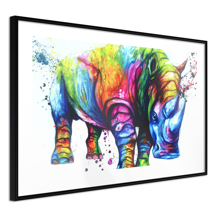 Wall Poster Colorful Rhinoceros - abstract multicolored animal on a white background 126969 additionalImage 6