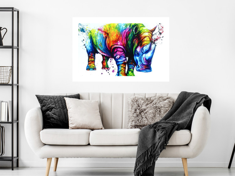 Wall Poster Colorful Rhinoceros - abstract multicolored animal on a white background 126969 additionalImage 3
