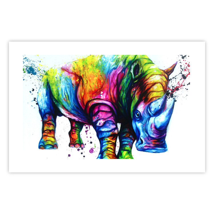 Wall Poster Colorful Rhinoceros - abstract multicolored animal on a white background 126969 additionalImage 19