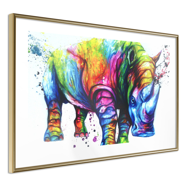 Wall Poster Colorful Rhinoceros - abstract multicolored animal on a white background 126969 additionalImage 7