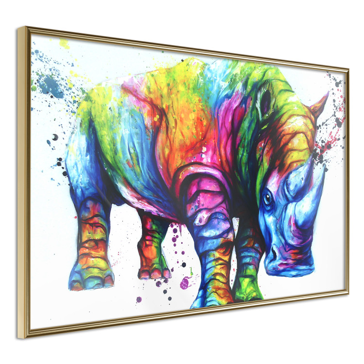 Wall Poster Colorful Rhinoceros - abstract multicolored animal on a white background 126969 additionalImage 12