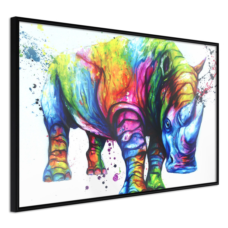 Wall Poster Colorful Rhinoceros - abstract multicolored animal on a white background 126969 additionalImage 11