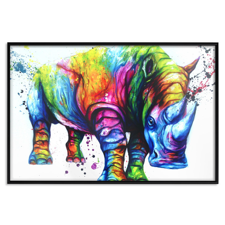 Wall Poster Colorful Rhinoceros - abstract multicolored animal on a white background 126969 additionalImage 16