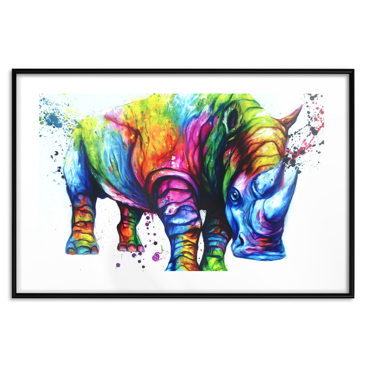Wall Poster Colorful Rhinoceros - abstract multicolored animal on a white background 126969 additionalImage 15