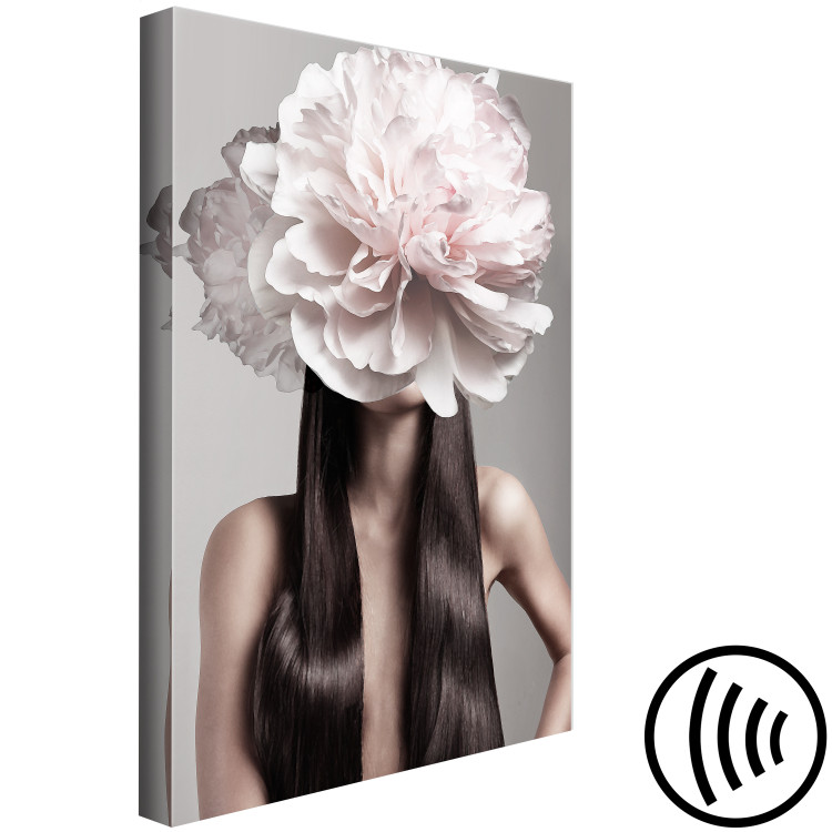 Canvas Art Print Blossom Head (4-part) - eclectic fantasy with a woman and peony 127269 additionalImage 6