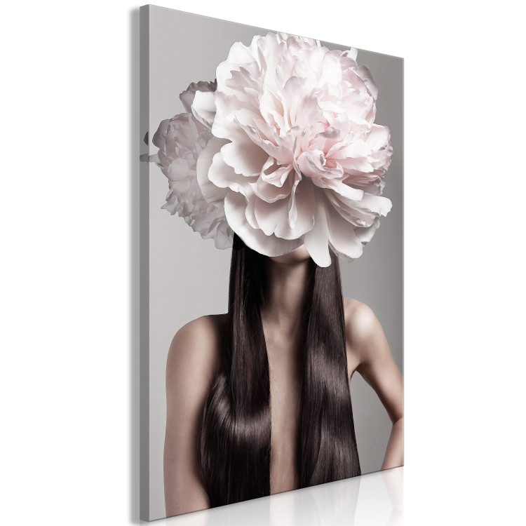 Canvas Art Print Blossom Head (4-part) - eclectic fantasy with a woman and peony 127269 additionalImage 2