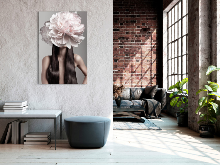 Canvas Art Print Blossom Head (4-part) - eclectic fantasy with a woman and peony 127269 additionalImage 3
