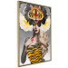Poster Tiger Eye - abstract woman in tiger outfit on gray background 127869 additionalThumb 12