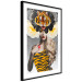 Poster Tiger Eye - abstract woman in tiger outfit on gray background 127869 additionalThumb 4