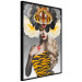 Poster Tiger Eye - abstract woman in tiger outfit on gray background 127869 additionalThumb 11