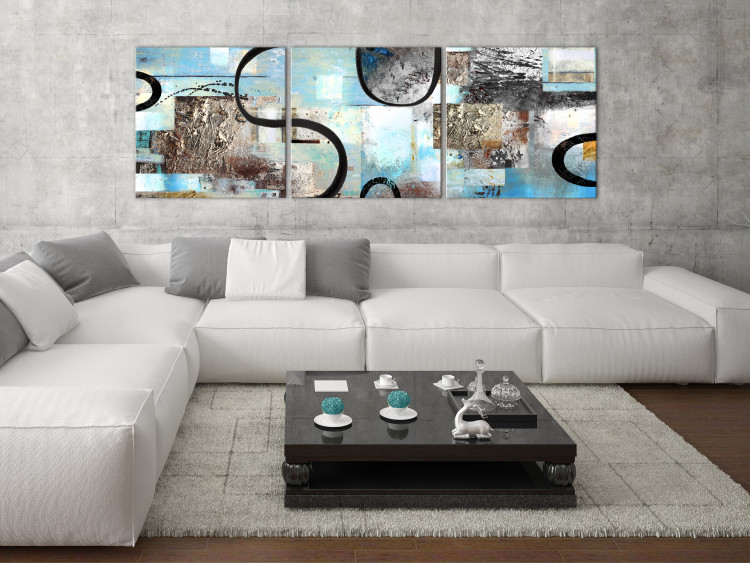 Canvas Art Print Cold Abstraction (3-part) - abstract patterns in winter colors 128769 additionalImage 3
