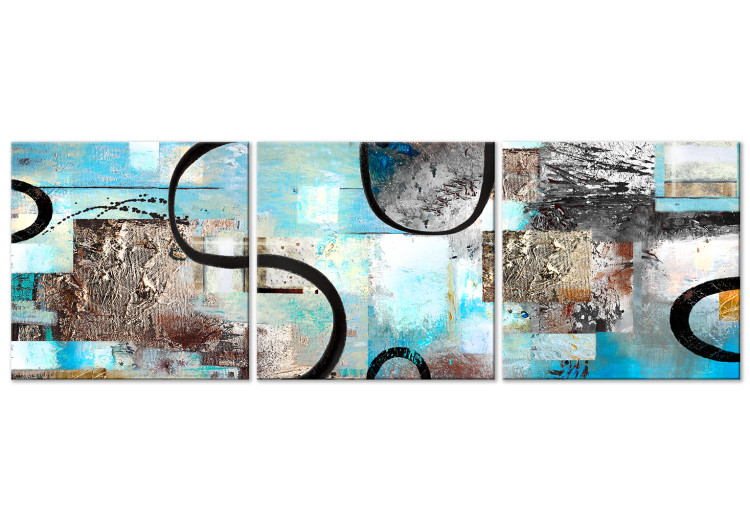 Canvas Art Print Cold Abstraction (3-part) - abstract patterns in winter colors 128769