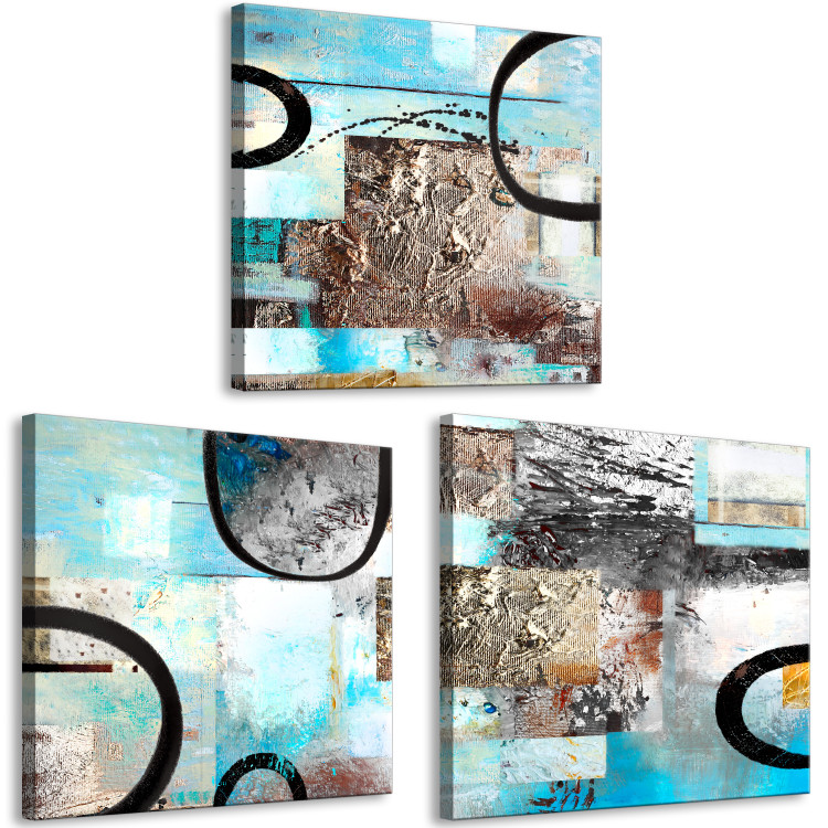 Canvas Art Print Cold Abstraction (3-part) - abstract patterns in winter colors 128769 additionalImage 2