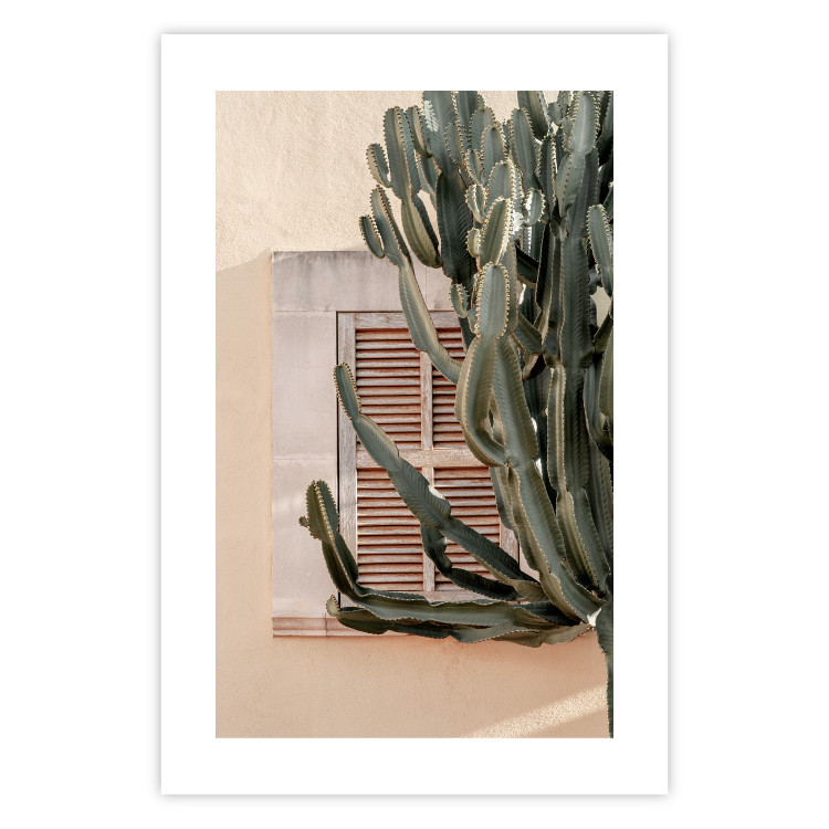 Poster Green Thorns - composition with tropical plant against architecture 129469 additionalImage 19