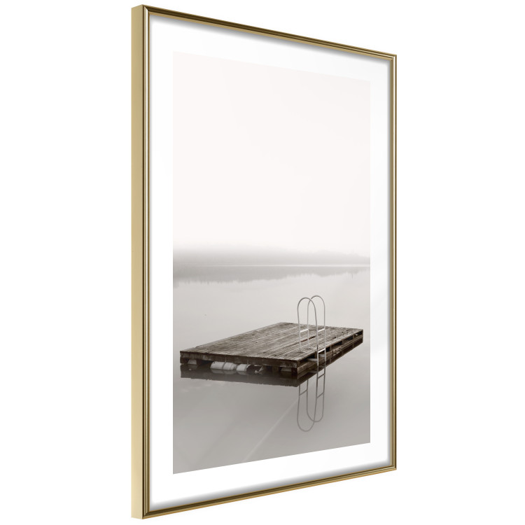 Wall Poster Dive In - board with a ladder in the middle of a lake amidst white glare 130269 additionalImage 7