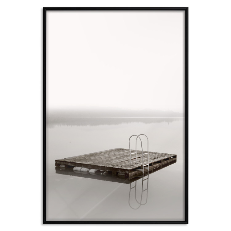 Wall Poster Dive In - board with a ladder in the middle of a lake amidst white glare 130269 additionalImage 19