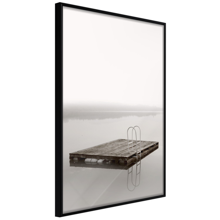 Wall Poster Dive In - board with a ladder in the middle of a lake amidst white glare 130269 additionalImage 11