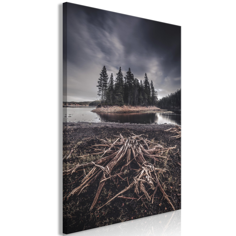 Canvas Art Print Forested Island (1-piece) Vertical - landscape of dark scenery 130369 additionalImage 2