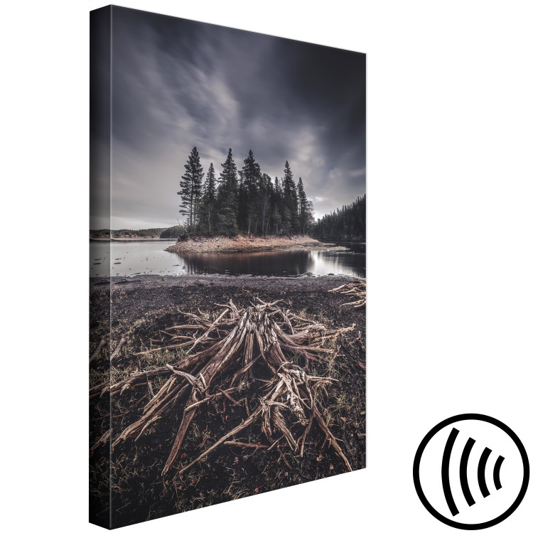 Canvas Art Print Forested Island (1-piece) Vertical - landscape of dark scenery 130369 additionalImage 6