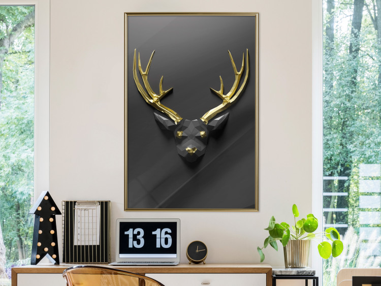 Poster Golden Antlers - abstract figure resembling a deer with golden details 132269 additionalImage 5