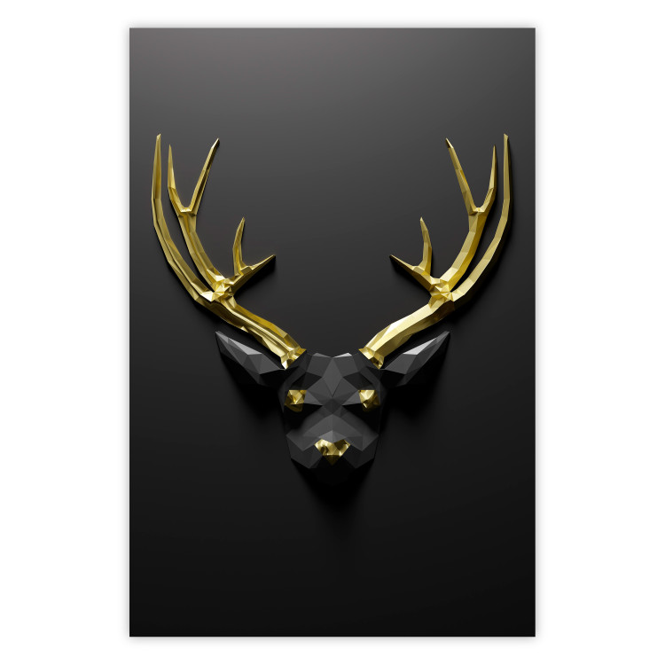 Poster Golden Antlers - abstract figure resembling a deer with golden details 132269