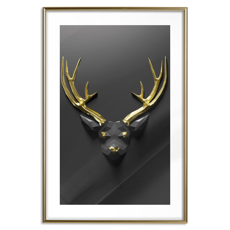 Poster Golden Antlers - abstract figure resembling a deer with golden details 132269 additionalImage 20