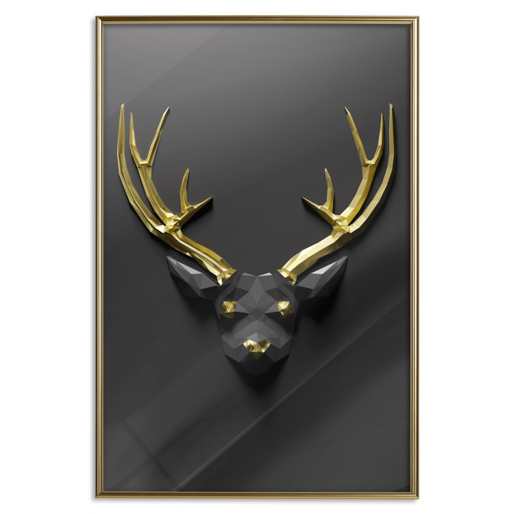 Poster Golden Antlers - abstract figure resembling a deer with golden details 132269 additionalImage 18