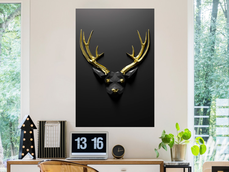 Poster Golden Antlers - abstract figure resembling a deer with golden details 132269 additionalImage 2
