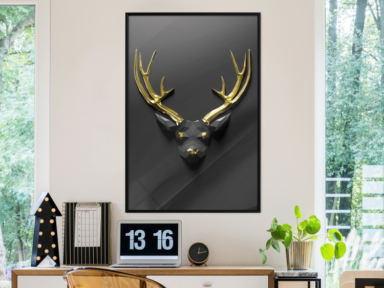 Poster Golden Antlers - abstract figure resembling a deer with golden details 132269 additionalImage 4