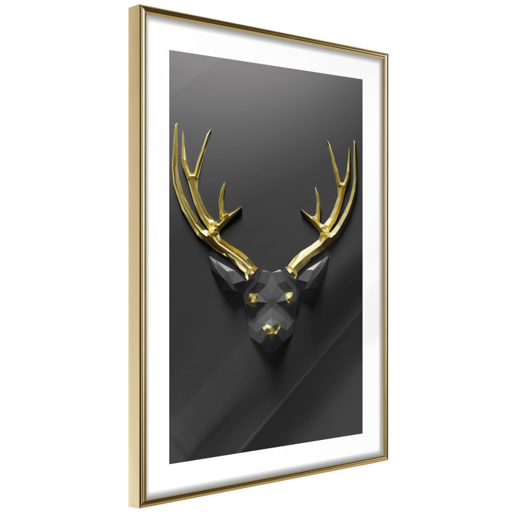 Poster Golden Antlers - abstract figure resembling a deer with golden details 132269 additionalImage 7