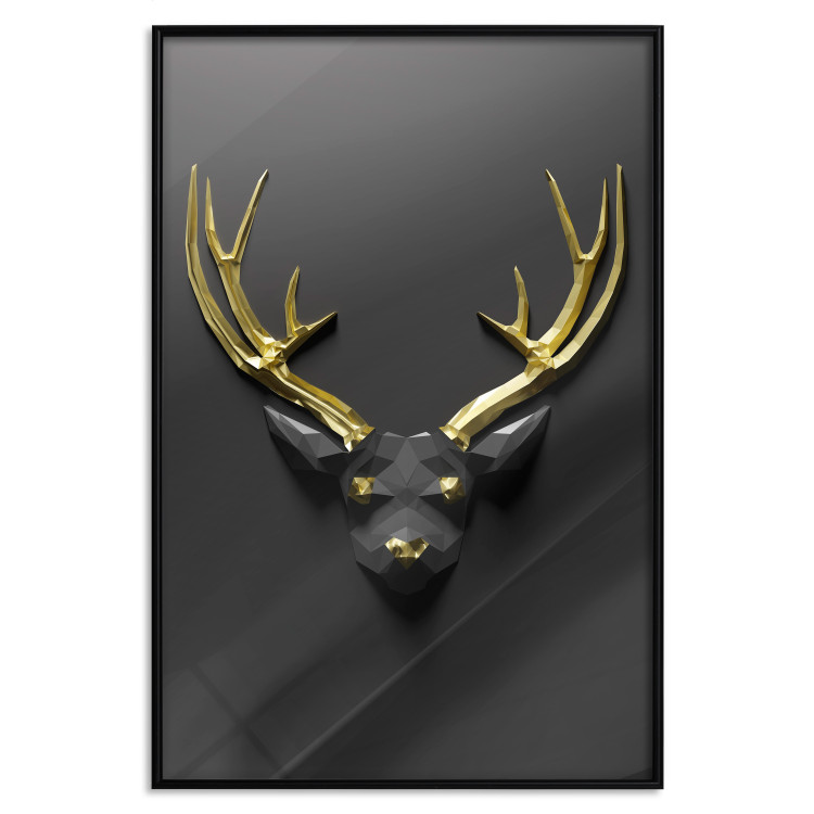 Poster Golden Antlers - abstract figure resembling a deer with golden details 132269 additionalImage 19