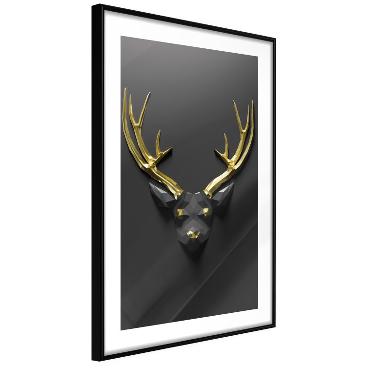 Poster Golden Antlers - abstract figure resembling a deer with golden details 132269 additionalImage 6