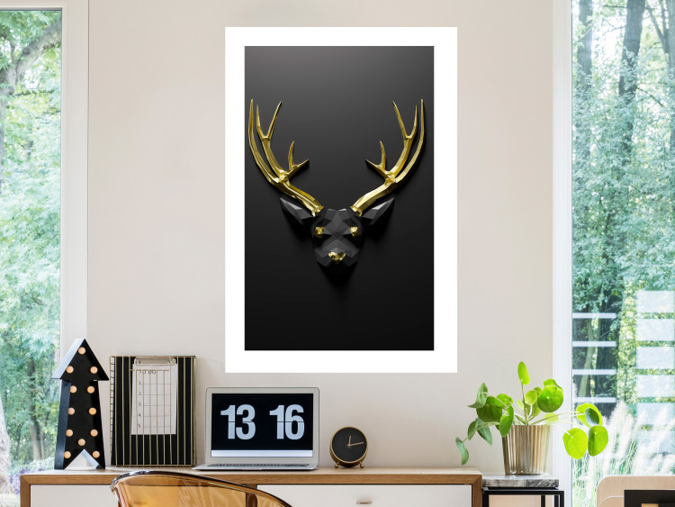 Poster Golden Antlers - abstract figure resembling a deer with golden details 132269 additionalImage 3