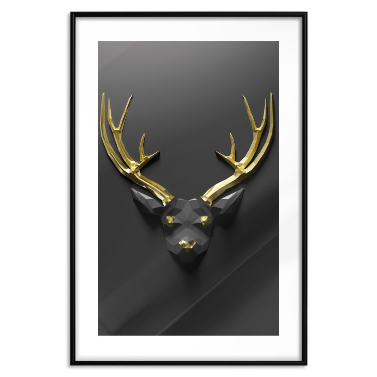 Poster Golden Antlers - abstract figure resembling a deer with golden details 132269 additionalImage 16