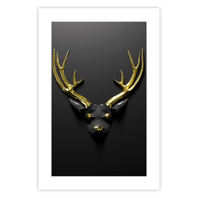 Poster Golden Antlers - abstract figure resembling a deer with golden details 132269 additionalImage 17