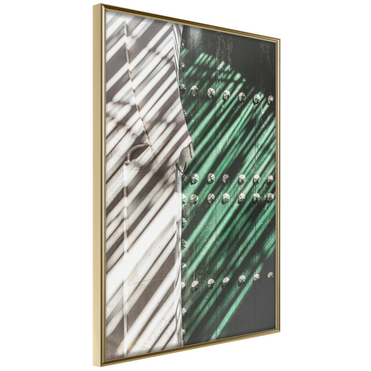 Poster Hidden Doors - architecture of a green wooden gate and gray wall 134769 additionalImage 14