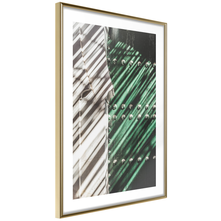 Poster Hidden Doors - architecture of a green wooden gate and gray wall 134769 additionalImage 7