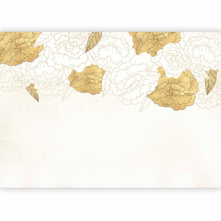 Photo Wallpaper Plants in white - landscape with peony flowers and gold elements 143669 additionalImage 5