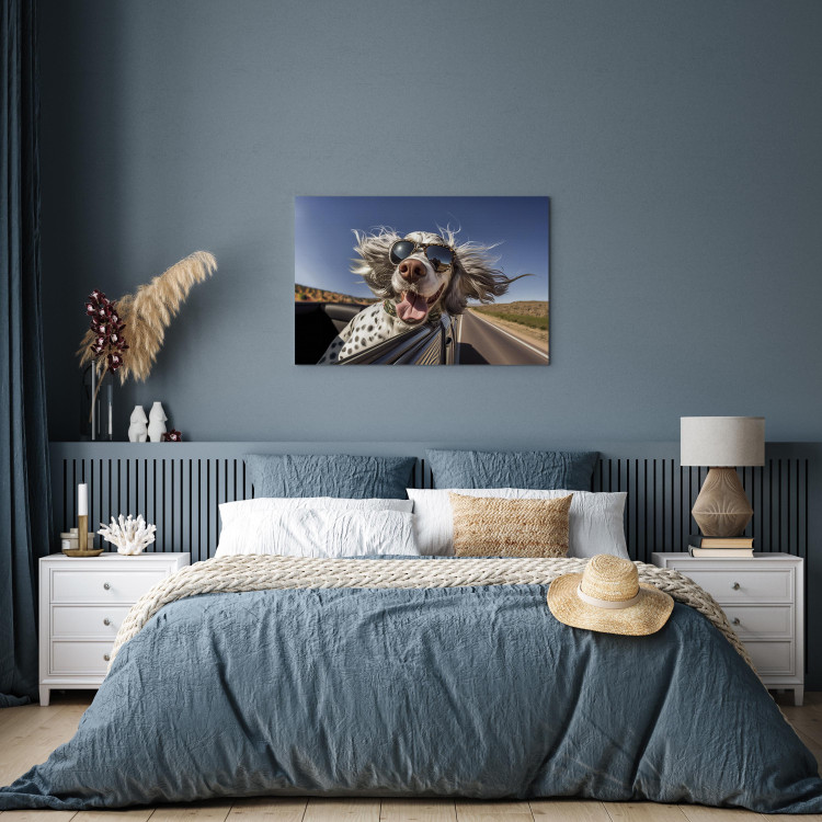 Canvas Print AI English Setter Dog - Animal With Glasses Riding in a Car - Horizontal 150269 additionalImage 9